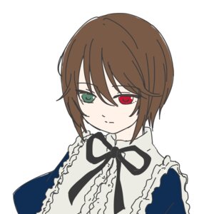 Rating: Safe Score: 0 Tags: 1girl bangs black_neckwear black_ribbon brown_hair closed_mouth eyebrows_visible_through_hair frills green_eyes hair_between_eyes heterochromia image looking_at_viewer neck_ribbon red_eyes ribbon short_hair simple_background solo souseiseki striped striped_background upper_body vertical_stripes white_background User: admin