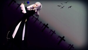 Rating: Safe Score: 0 Tags: 1girl bird black_dress bouquet cross dress flower holding image long_hair rifle rose silver_hair solo suigintou User: admin