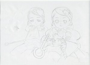 Rating: Safe Score: 0 Tags: 2girls dress drill_hair hair_ornament image kanaria long_sleeves monochrome multiple_girls sketch solo traditional_media twin_drills User: admin
