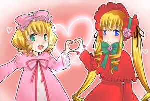 Rating: Safe Score: 0 Tags: 2girls blonde_hair blue_eyes blush bonnet bow dress drill_hair heart heart_background heart_hands heart_hands_duo hina_ichigo hinaichigo image long_hair long_sleeves looking_at_viewer multiple_girls open_mouth pair pink_bow shinku smile twintails User: admin
