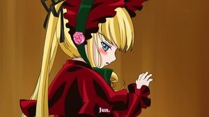 Rating: Safe Score: 0 Tags: 1girl blonde_hair blue_eyes blush bonnet bow dress flower image long_hair long_sleeves looking_back profile red_dress rose shinku solo twintails User: admin