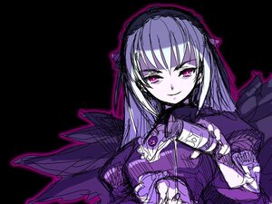 Rating: Safe Score: 0 Tags: 1girl akaga_hirotaka black_background black_wings colored_skin dress frills hairband holding image long_hair long_sleeves looking_at_viewer pink_eyes pouring purple_shirt rose rozen_maiden shirt silver_hair simple_background smile solo suigintou white_skin wings User: admin