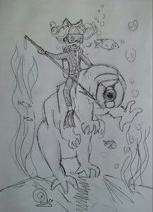 Rating: Safe Score: 0 Tags: 1girl air_bubble bubble greyscale hinaichigo image monochrome sketch solo traditional_media underwater weapon User: admin