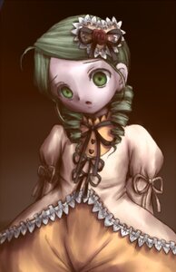 Rating: Safe Score: 0 Tags: 1girl :o brown_background dress drill_hair frills green_eyes green_hair hina_ichigo image juliet_sleeves kanaria long_sleeves looking_at_viewer puffy_sleeves ribbon rose simple_background solo twin_drills User: admin
