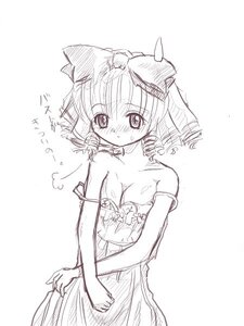 Rating: Safe Score: 0 Tags: 1girl bare_shoulders blush dress drill_hair greyscale hinaichigo image monochrome short_hair sketch solo strap_slip striped twin_drills User: admin