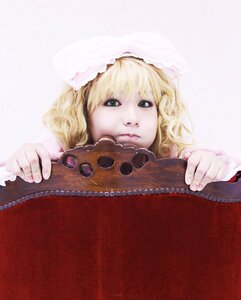 Rating: Safe Score: 0 Tags: 1girl bangs blonde_hair green_eyes hat hinaichigo lips looking_at_viewer solo striped striped_background upper_body User: admin