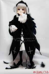 Rating: Safe Score: 0 Tags: 1girl bird black_feathers crow doll feathers full_body hairband long_sleeves looking_at_viewer red_eyes solo standing suigintou thighhighs white_hair User: admin
