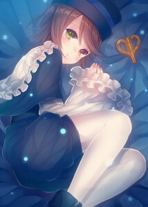 Rating: Safe Score: 0 Tags: 1boy 1girl androgynous blush brown_hair commentary_request frilled_sleeves frills green_eyes hat heterochromia image lolita_fashion lying on_side open_mouth otoko_no_ko pantyhose red_eyes rozen_maiden short_hair shorts solo souseiseki tamaki_iori top_hat white_legwear winding_key User: admin