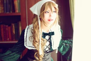 Rating: Safe Score: 0 Tags: 1girl blonde_hair blurry bookshelf depth_of_field dress lips long_hair solo suiseiseki upper_body User: admin