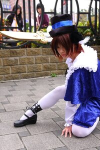 Rating: Safe Score: 0 Tags: 1girl brown_hair dress hair_over_one_eye hat pantyhose realistic shoes short_hair sitting solo souseiseki white_legwear User: admin