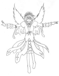 Rating: Safe Score: 0 Tags: 1girl auto_tagged dress frills full_body greyscale image long_sleeves looking_at_viewer monochrome outstretched_arm outstretched_arms ribbon simple_background solo spread_arms standing suigintou white_background wings User: admin