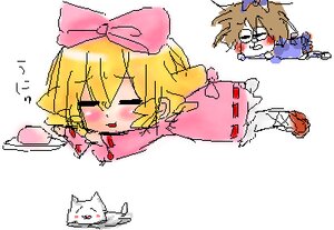 Rating: Safe Score: 0 Tags: 1girl :3 animal_ears blonde_hair blush bow brown_hair cat chibi closed_eyes dress hair_bow hina_ichigo hinaichigo image lying oekaki on_stomach pink_bow pink_dress sleeping slippers solo User: admin