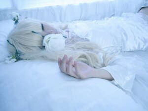 Rating: Safe Score: 0 Tags: 1girl animal fingernails flower kirakishou long_hair long_sleeves lying on_side solo wide_sleeves User: admin
