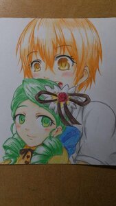 Rating: Safe Score: 0 Tags: 2girls drill_hair eyebrows_visible_through_hair flower green_eyes green_hair hair_flower hair_ornament hoshizora_rin image japanese_clothes kanaria kanroji_mitsuri long_hair looking_at_viewer multiple_girls orange_hair photo short_hair smile solo traditional_media twin_drills yellow_eyes User: admin