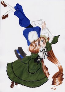 Rating: Safe Score: 0 Tags: 2girls artist_request blue_dress brown_hair dress drill_hair green_dress hat head_scarf heterochromia holding_hands image long_hair long_sleeves multiple_girls pair pantyhose rozen_maiden shoes short_hair siblings sisters souseiseki suiseiseki symmetrical_hand_pose symmetry top_hat twins very_long_hair white_legwear User: admin