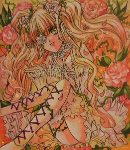 Rating: Safe Score: 0 Tags: 1girl choker dress eyepatch flower frills hair_flower hair_ornament image kirakishou long_hair pink_hair plant rose smile solo thighhighs thorns traditional_media vines User: admin