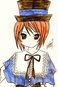 Rating: Safe Score: 0 Tags: 1girl blue_dress blush frills green_eyes hat image looking_at_viewer ribbon short_hair signature simple_background solo souseiseki upper_body white_background User: admin
