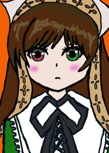 Rating: Safe Score: 0 Tags: 1girl bangs black_dress blush blush_stickers brown_hair dress eyebrows_visible_through_hair green_eyes image lace long_hair long_sleeves orange_background simple_background solo suiseiseki underwear upper_body User: admin