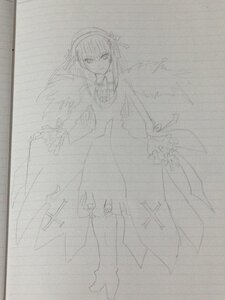 Rating: Safe Score: 0 Tags: 1girl akemi_homura bow choker feathered_wings graphite_(medium) greyscale image long_hair looking_at_viewer monochrome simple_background sketch solo suigintou traditional_media white_background wings User: admin