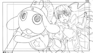 Rating: Safe Score: 0 Tags: 1girl :o barasuishou border dress eyepatch greyscale image long_sleeves looking_at_viewer monochrome open_mouth sketch solo star_(symbol) User: admin