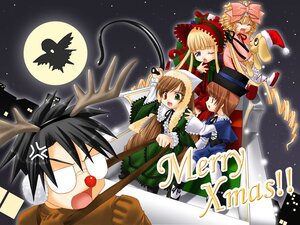 Rating: Safe Score: 0 Tags: 1boy 4girls animal_costume antlers blonde_hair bonnet bow brown_hair christmas crescent_moon dress drill_hair everyone full_moon green_dress hat heterochromia hina_ichigo image kunkun long_hair long_sleeves merry_christmas mizuna_(water_emp-tei) moon multiple multiple_girls night open_mouth pink_bow reindeer_costume rozen_maiden sakurada_jun shinku siblings sisters sky sleigh souseiseki suigintou suiseiseki tagme twins very_long_hair wings User: admin