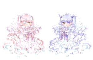 Rating: Safe Score: 0 Tags: 2girls barasuishou dress flower frills image kirakishou lolita_fashion long_hair multiple_girls pair pink_hair ribbon simple_background striped two_side_up vertical_stripes very_long_hair white_dress yellow_eyes User: admin