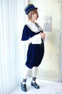 Rating: Safe Score: 0 Tags: 1girl auto_tagged blonde_hair blue_headwear capelet full_body hat long_sleeves looking_at_viewer ribbon shoes short_hair skirt solo souseiseki standing User: admin