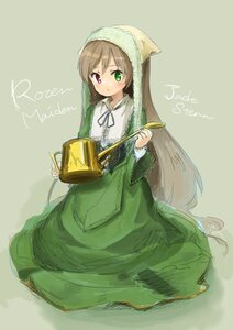 Rating: Safe Score: 0 Tags: 1girl brown_hair dress green_dress green_eyes head_scarf heterochromia image long_hair long_sleeves looking_at_viewer red_eyes ribbon solo suiseiseki very_long_hair watering_can User: admin