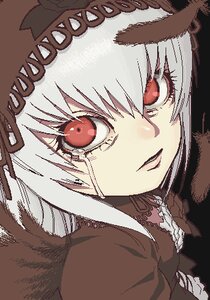 Rating: Safe Score: 0 Tags: 1girl bad_source bangs black_background choker dress hijiri_rei image looking_at_viewer lowres oekaki red_eyes ribbon rozen_maiden simple_background solo suigintou tears User: admin