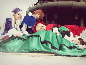 Rating: Safe Score: 0 Tags: 3girls blonde_hair bonnet brown_hair dress hat long_hair multiple_boys multiple_cosplay multiple_girls sisters tagme User: admin