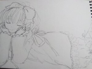 Rating: Safe Score: 0 Tags: 1girl bow closed_eyes frills greyscale hair_bow hakurei_reimu hinaichigo image long_sleeves lying monochrome sketch smile solo traditional_media wide_sleeves User: admin