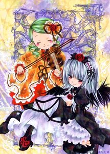 Rating: Safe Score: 0 Tags: 2girls closed_eyes dress flower frills green_hair hair_ornament image instrument kanaria long_hair long_sleeves looking_at_viewer multiple_girls musical_note pair rose silver_hair smile suigintou violin wings User: admin