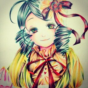 Rating: Safe Score: 0 Tags: 1girl closed_mouth flower hair_ornament image kanaria long_hair looking_at_viewer red_ribbon ribbon smile solo traditional_media upper_body User: admin