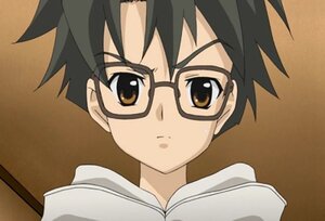 Rating: Safe Score: 0 Tags: 1boy bangs black-framed_eyewear black_hair brown_background brown_eyes close-up closed_mouth face glasses human looking_at_viewer sakurada_jun screenshot simple_background solo spiked_hair User: admin