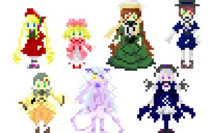 Rating: Safe Score: 0 Tags: blonde_hair dress everyone glasses green_eyes green_hair hat horns image long_hair mosaic_censoring multiple multiple_boys multiple_girls pink_hair pixel_art short_hair smile sword tagme weapon User: admin