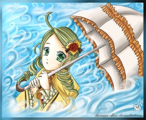 Rating: Safe Score: 0 Tags: 1girl :o ahoge drill_hair flower frills green_eyes green_hair hair_ornament holding_umbrella image kanaria long_hair long_sleeves looking_at_viewer parasol rose solo twin_drills umbrella water wet User: admin