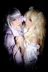 Rating: Safe Score: 0 Tags: 2girls 91076 bangs blonde_hair drill_hair flower frills green_eyes hair_flower hair_ornament lips long_hair looking_at_viewer multiple_cosplay multiple_girls tagme User: admin