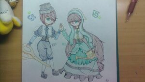 Rating: Safe Score: 0 Tags: 2girls brown_hair dress flower frills hat image long_hair long_sleeves multiple_girls pair photo red_eyes rose scissors short_hair sisters souseiseki stuffed_animal suiseiseki traditional_media twins very_long_hair User: admin