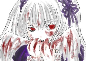Rating: Safe Score: 0 Tags: 1girl auto_tagged bangs blood blood_on_face blood_splatter blood_stain bloody_clothes bloody_hands bloody_weapon blurry blurry_foreground depth_of_field dress eyebrows_visible_through_hair guro hair_ribbon image knife long_hair nosebleed red_eyes solo suigintou white_background white_gloves white_hair User: admin