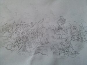 Rating: Safe Score: 0 Tags: graphite_(medium) greyscale image long_hair monochrome multiple multiple_boys multiple_girls sketch tagme traditional_media weapon User: admin