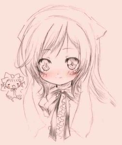 Rating: Safe Score: 0 Tags: 1girl animal_ears blush cat cat_ears chibi image long_hair monochrome simple_background smile solo suiseiseki User: admin