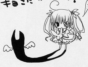 Rating: Safe Score: 0 Tags: 1girl ahoge barasuishou bird blush greyscale hair_ornament image long_hair monochrome solo striped User: admin