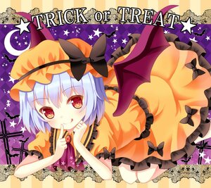 Rating: Safe Score: 0 Tags: 1girl :q bat_wings blue_hair blush halloween hat image looking_at_viewer red_eyes remilia_scarlet short_hair smile solo star_(symbol) suigintou tongue tongue_out wings User: admin