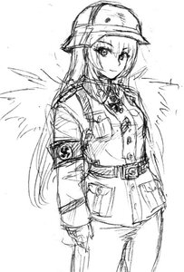 Rating: Safe Score: 0 Tags: 1girl belt greyscale hat helmet image long_hair long_sleeves looking_at_viewer military monochrome nazi osakana_(denpa_yun'yun) rozen_maiden sketch smile solo stahlhelm suigintou uniform wings world_war_ii User: admin