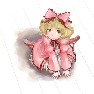 Rating: Safe Score: 0 Tags: 1girl :o blonde_hair bow dress full_body green_eyes hair_bow hina_ichigo hinaichigo image long_sleeves looking_at_viewer pink_bow pink_dress pink_footwear red_footwear ribbon shoes short_hair sitting solo white_legwear User: admin