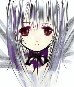 Rating: Safe Score: 0 Tags: 1girl bangs black_ribbon brown_eyes closed_mouth eyebrows_visible_through_hair image long_hair looking_at_viewer ribbon smile solo suigintou white_background User: admin