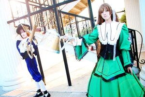 Rating: Safe Score: 0 Tags: 1boy blue_dress blurry brown_hair depth_of_field dress green_dress green_eyes indoors long_sleeves multiple_cosplay pants standing tagme window User: admin