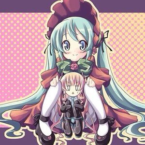 Rating: Safe Score: 0 Tags: 1girl 2girls aqua_hair blush bonnet bow chibi dress halftone halftone_background hat hatsune_miku image long_hair megurine_luka multiple_girls polka_dot polka_dot_background shinku sitting smile solo thighhighs twintails very_long_hair User: admin