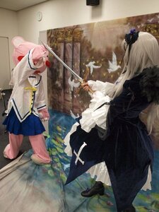 Rating: Safe Score: 0 Tags: blonde_hair boots flower long_hair multiple_girls photo pink_hair school_uniform serafuku skirt solo suigintou weapon User: admin