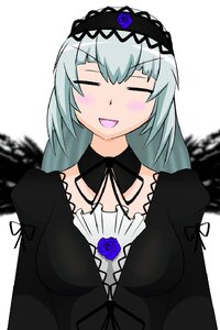 Rating: Safe Score: 0 Tags: 1girl auto_tagged black_dress blue_flower blue_rose blurry blush closed_eyes dress flower gothic_lolita hairband image lolita_fashion lolita_hairband long_hair long_sleeves open_mouth possible_duplicate rose silver_hair smile solo suigintou upper_body white_background User: admin